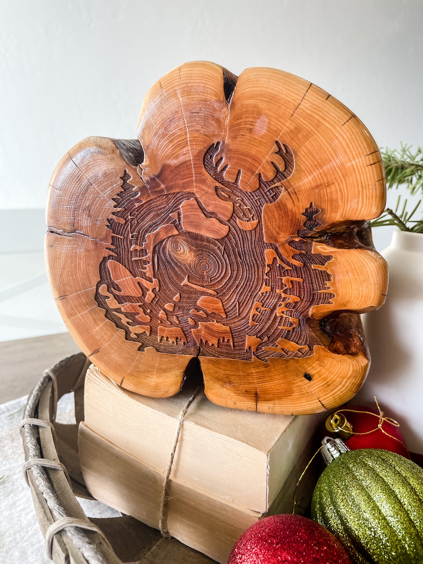 Deer Engraved log