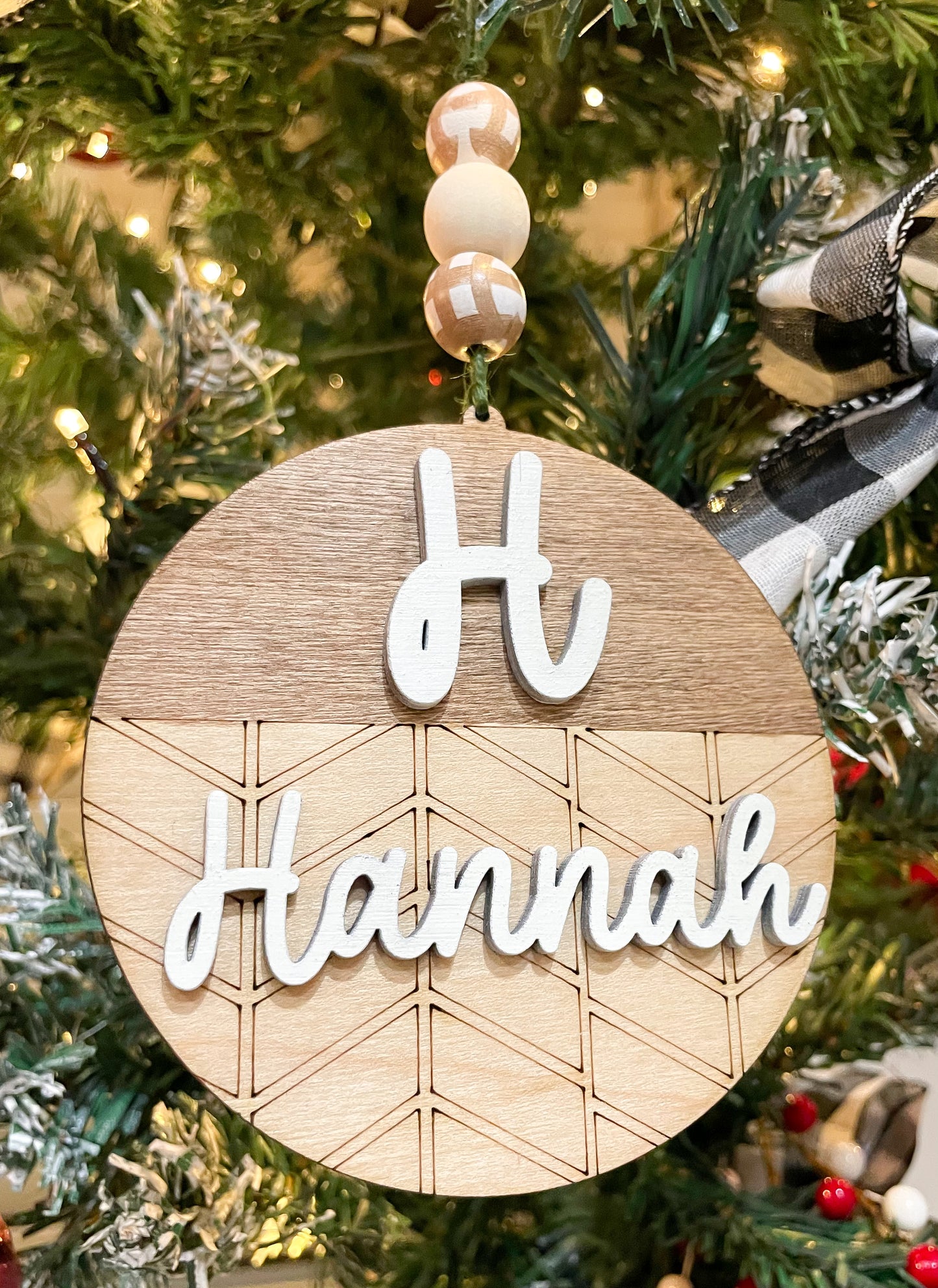 Personalized herringbone ornament