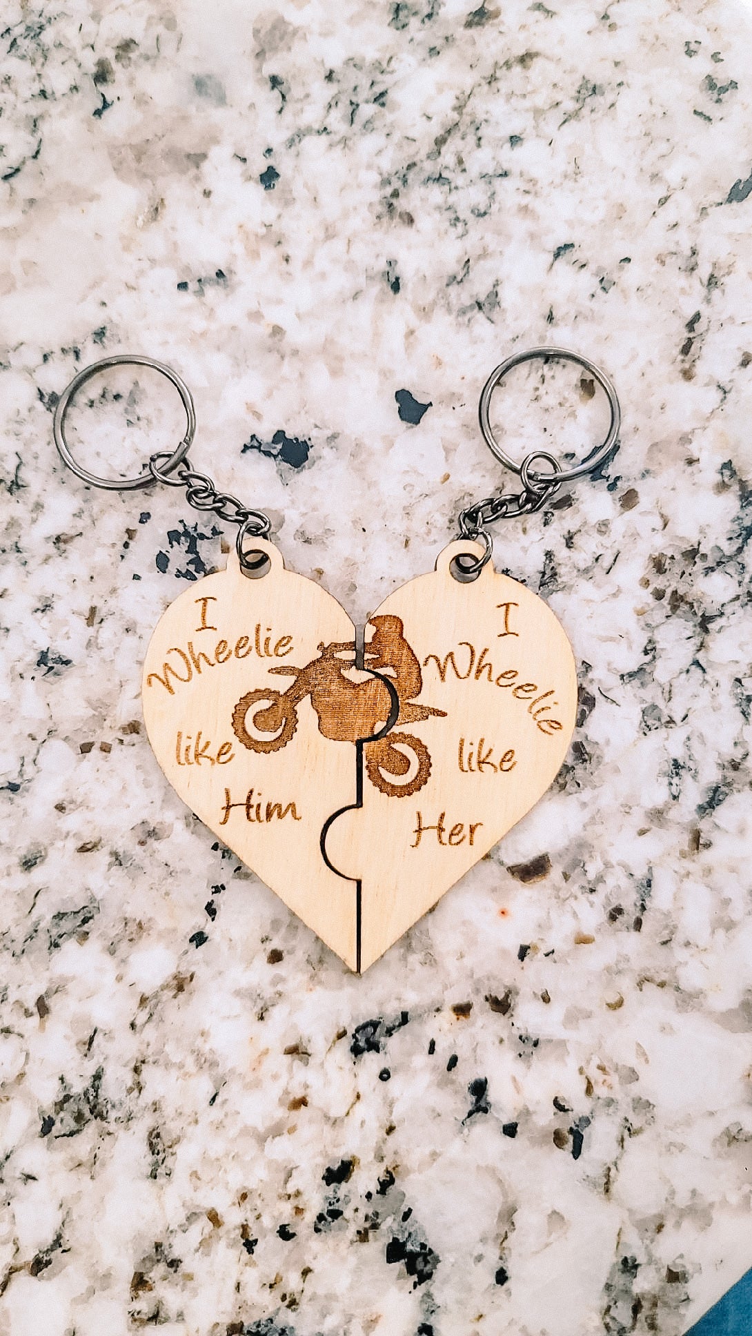 Personalized heart keychain set