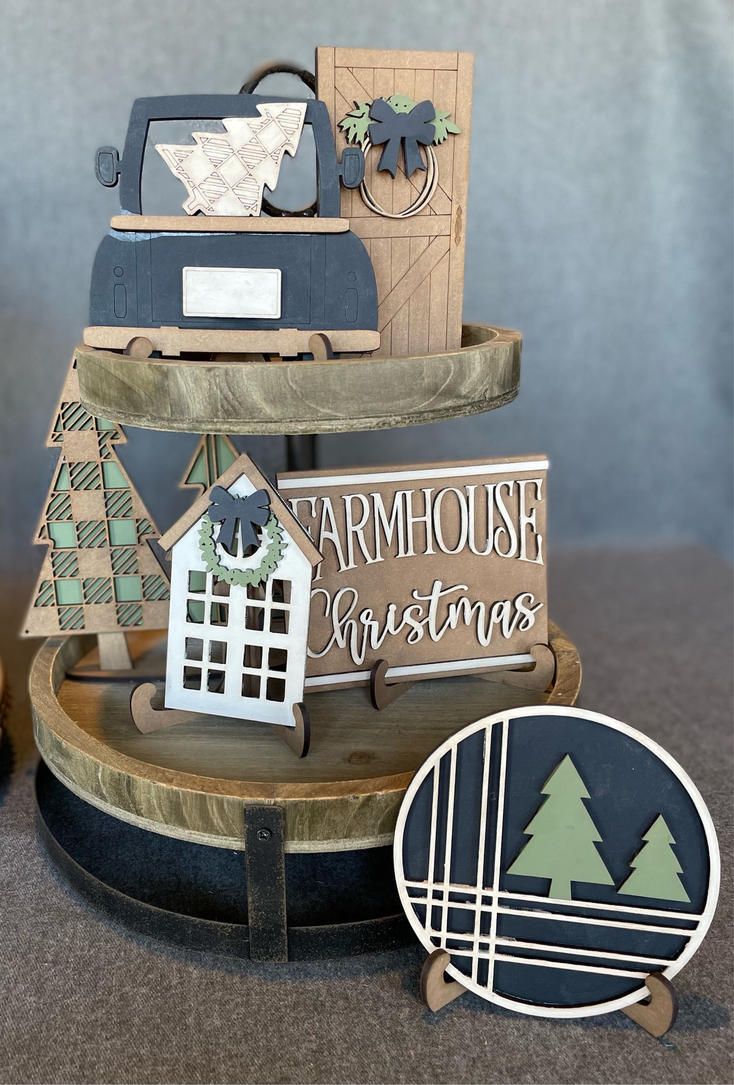 Farmhouse Christmas Tier Tray Set