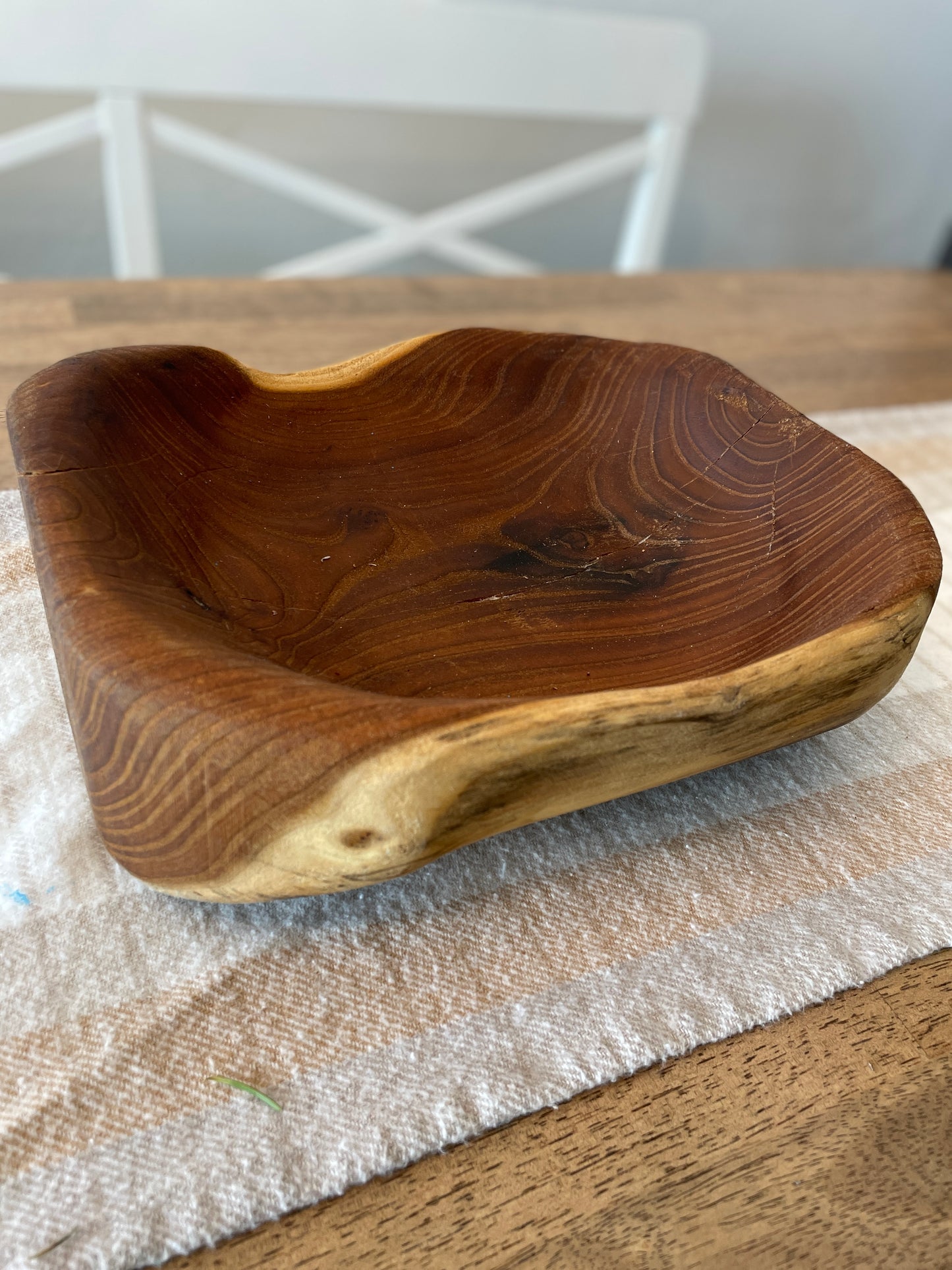 Handcrafted wood decorative bowl