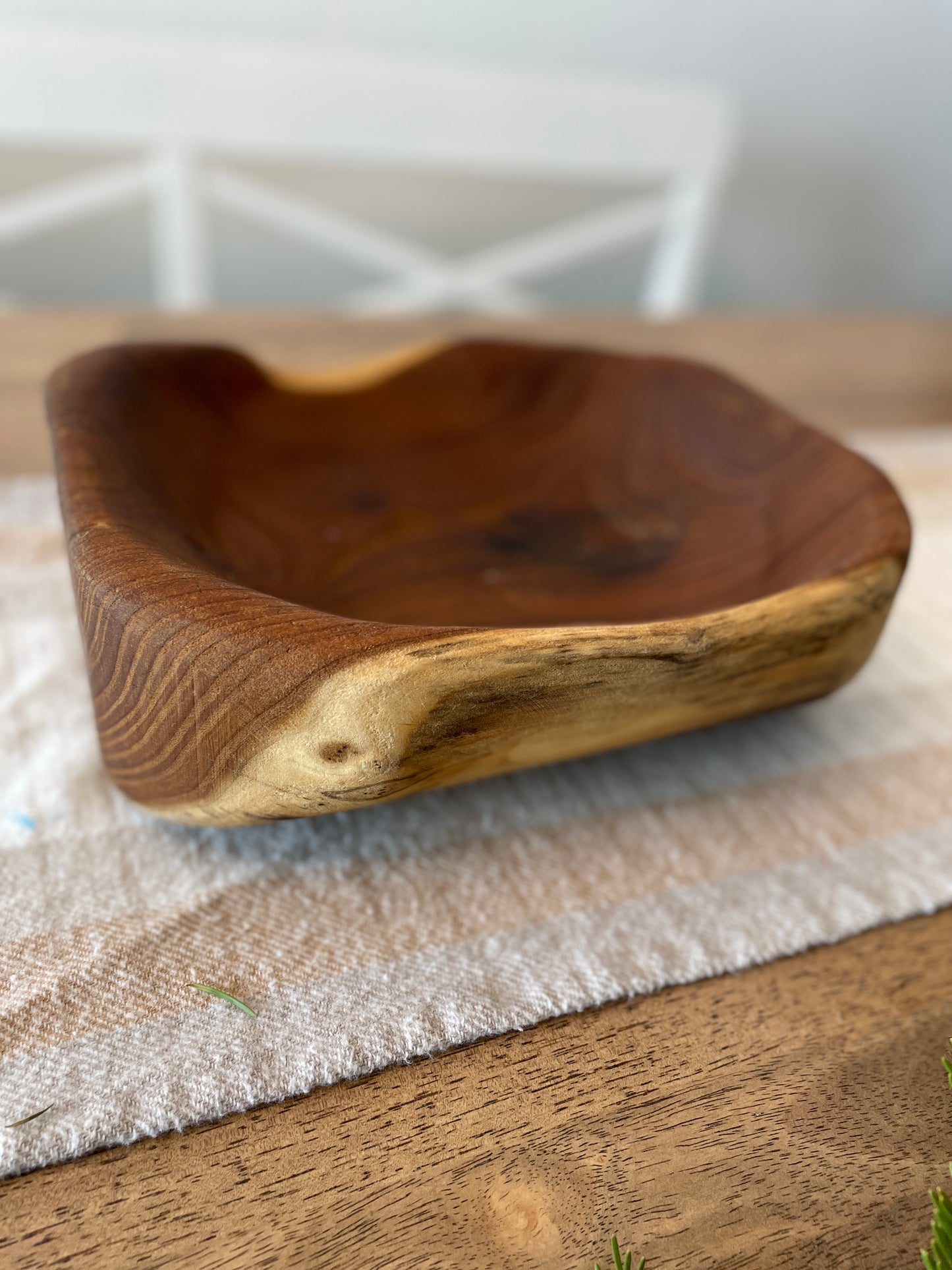 Handcrafted wood decorative bowl