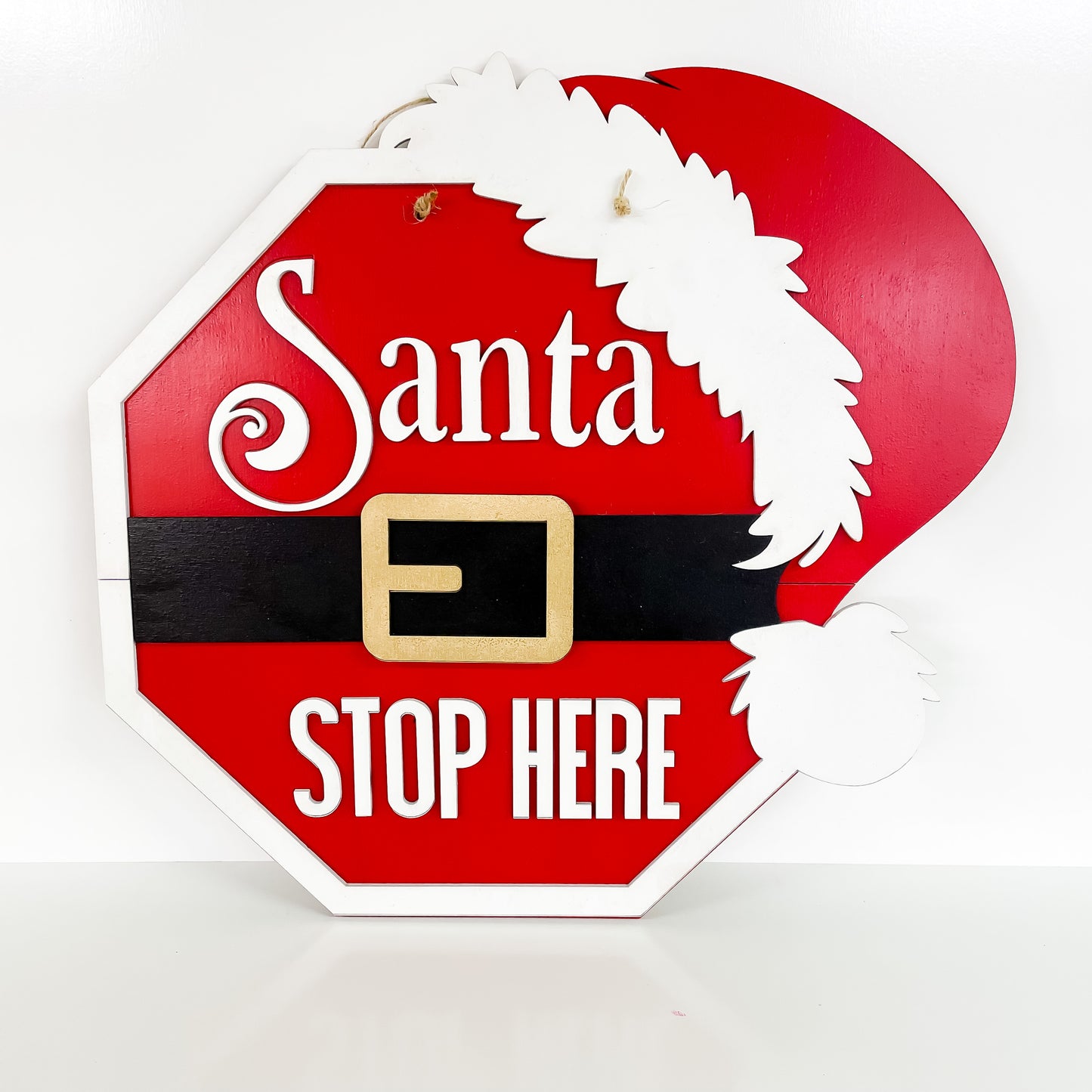 Santa stop here round sign