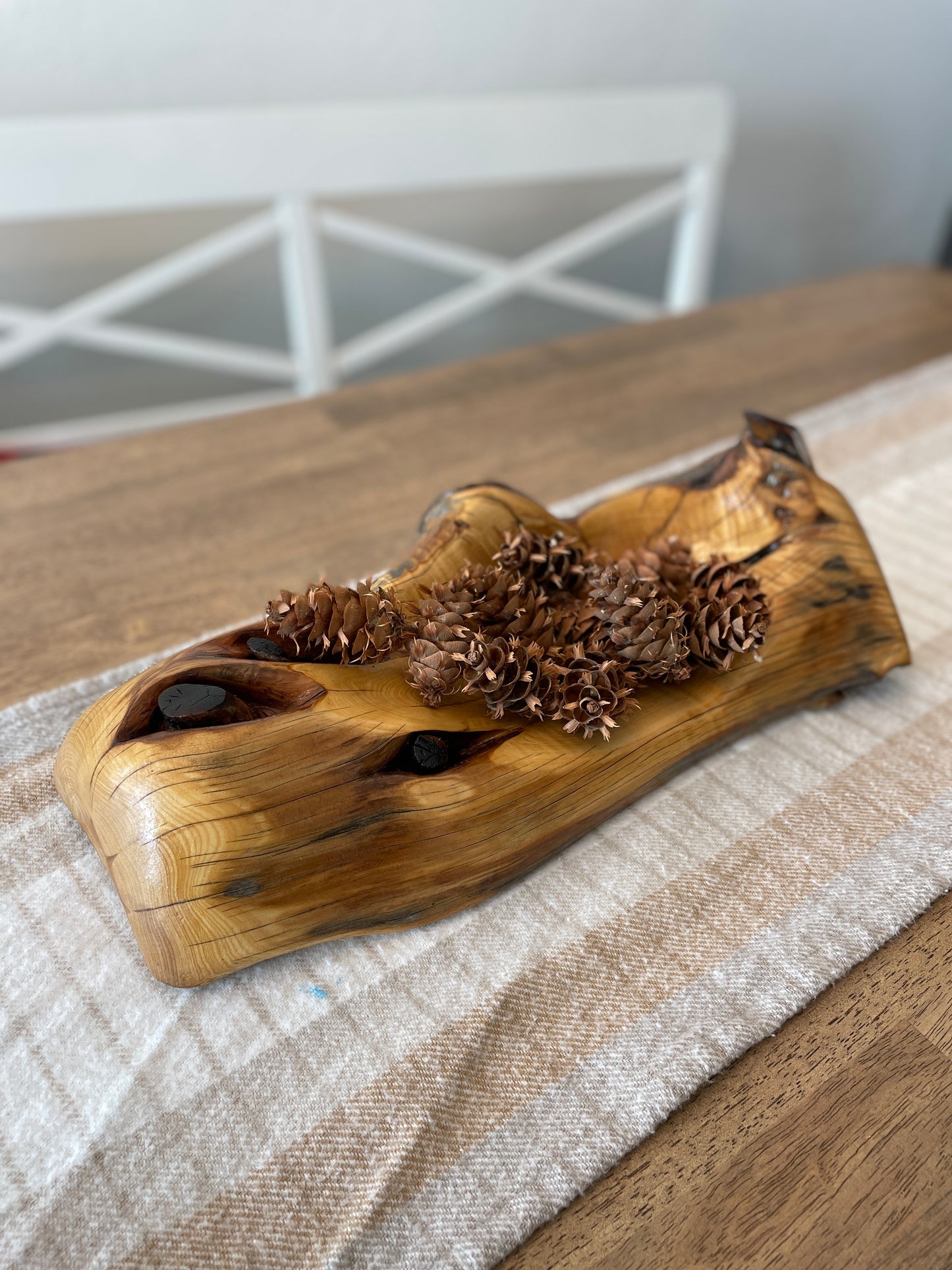 Handcrafted wood decorative bowl