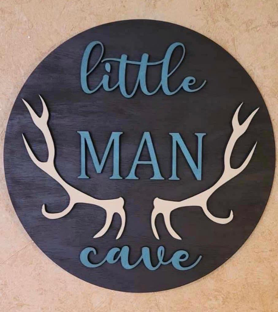 Little Man Cave Round Name Sign