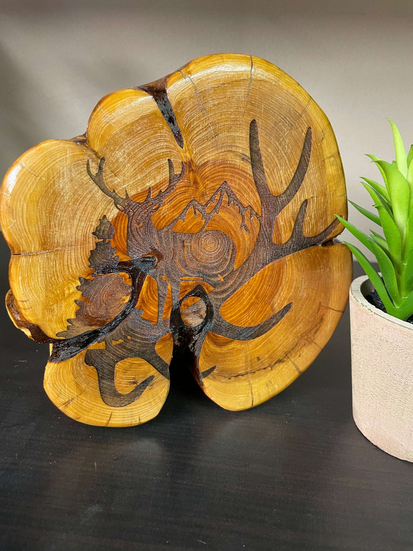 Deer Engraved log