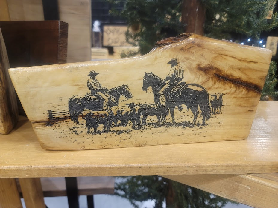 Cowboy/ Cowgirl Log Engraving - Multiple Designs
