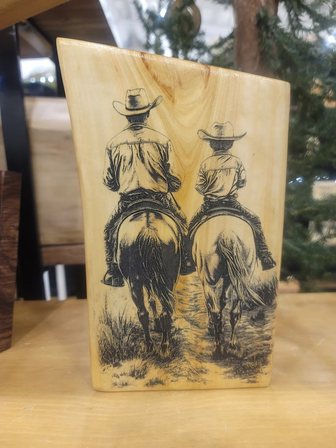 Cowboy/ Cowgirl Log Engraving - Multiple Designs
