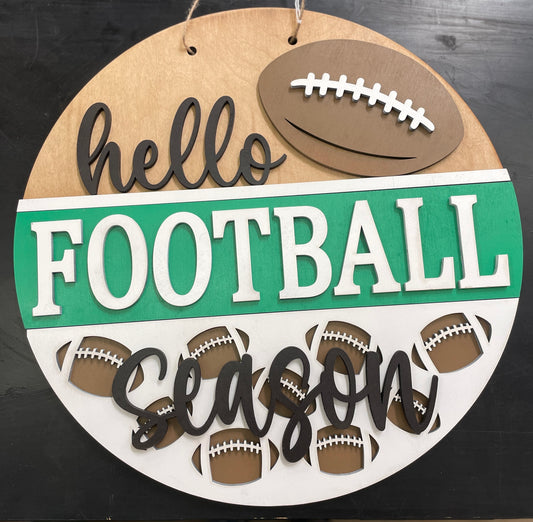 Hello Football Round Sign