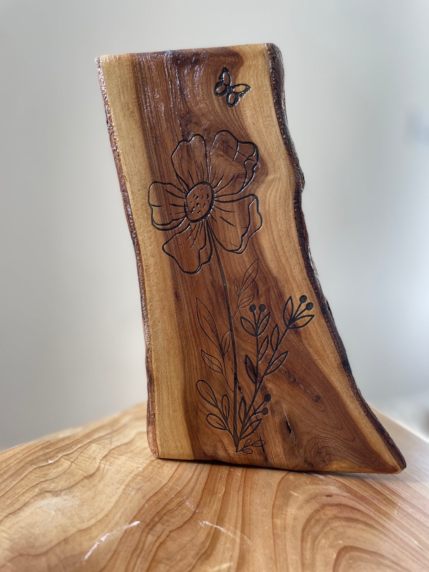 Wildflower Log Engraving