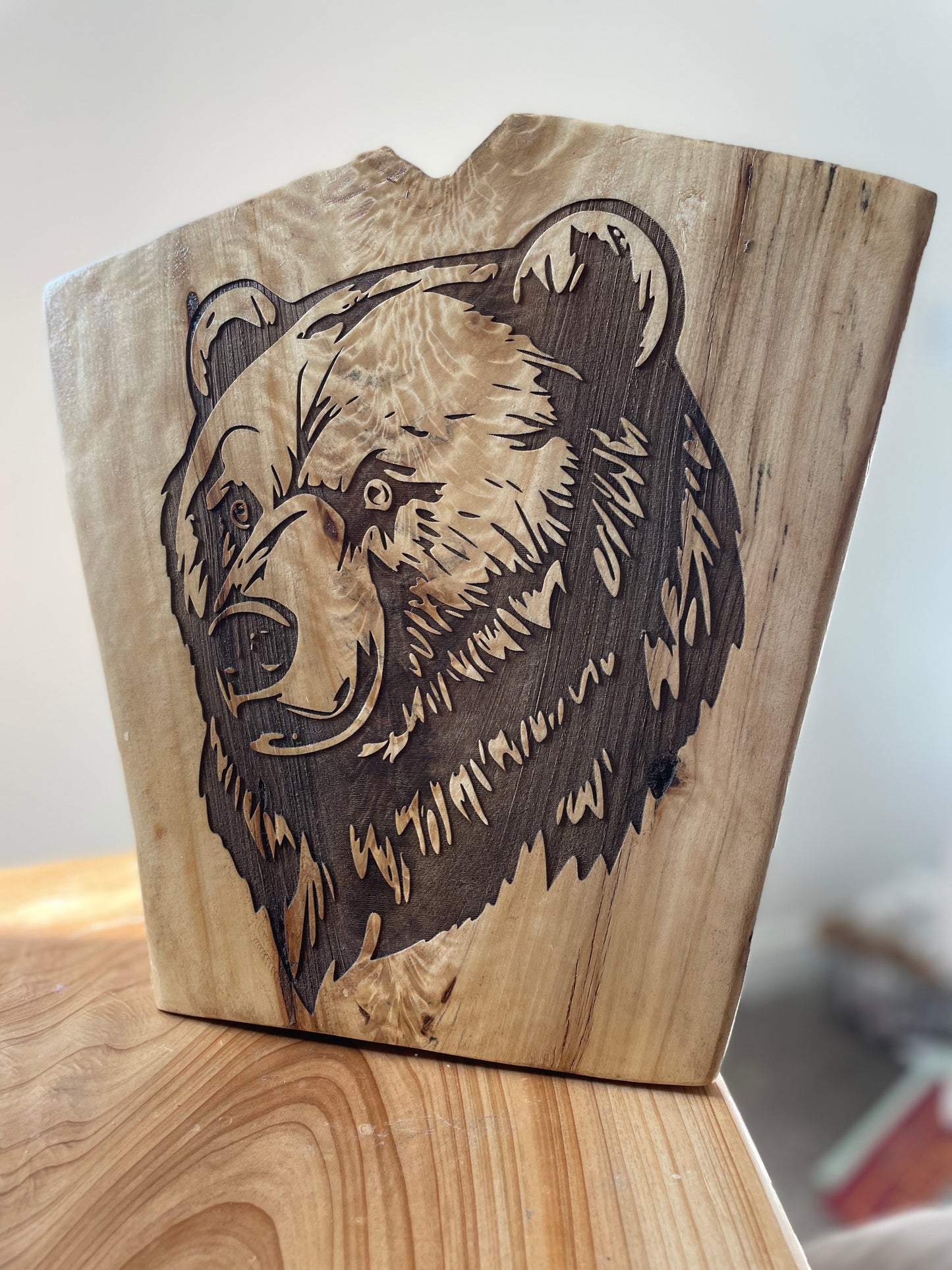 Bear Log Engraving