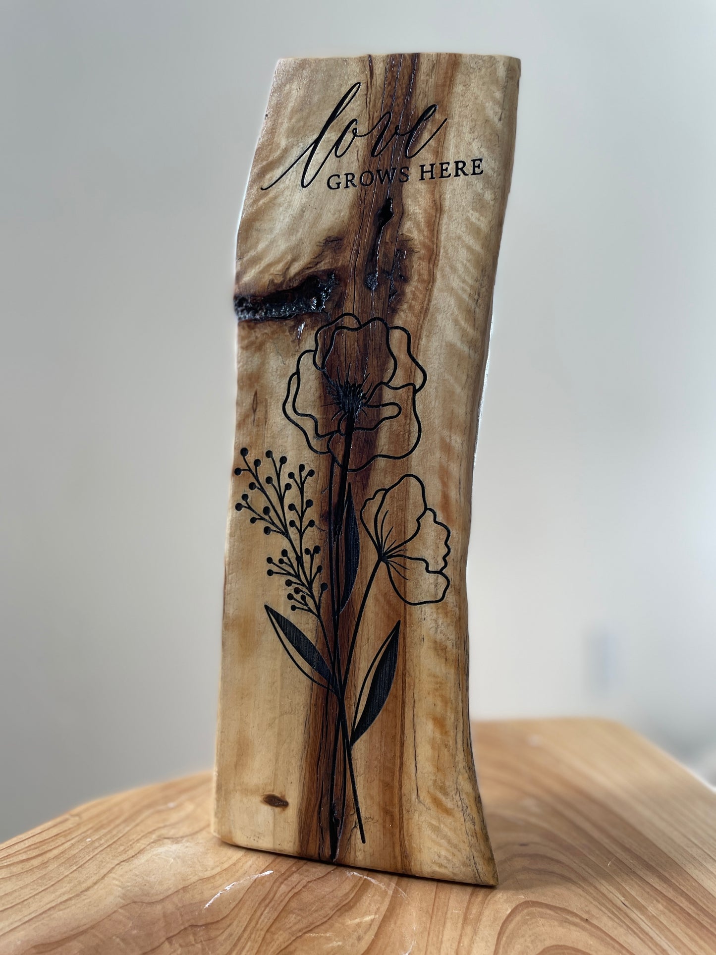 Wildflower Log Engraving