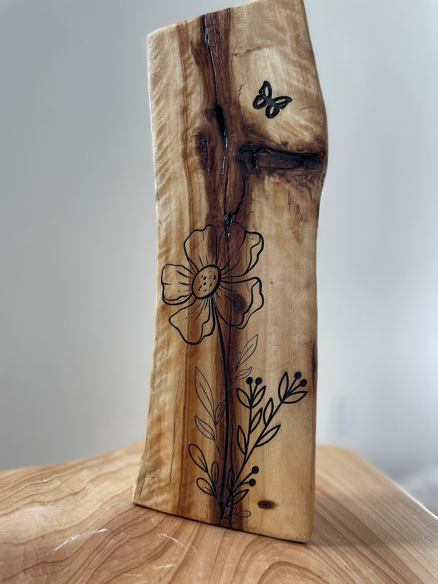 Wildflower Log Engraving