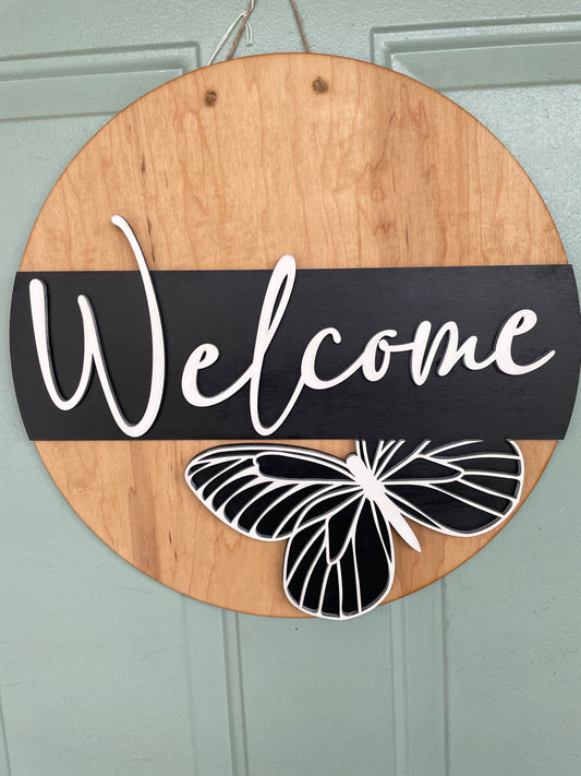 Butterfly Welcome Round Sign