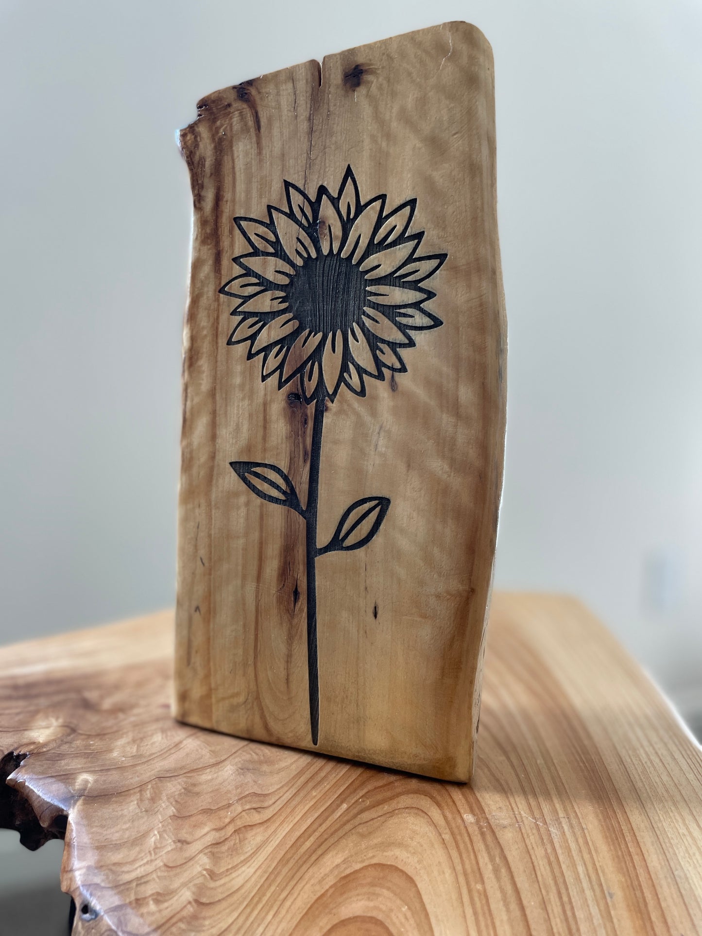 Sunflower Log Engraving