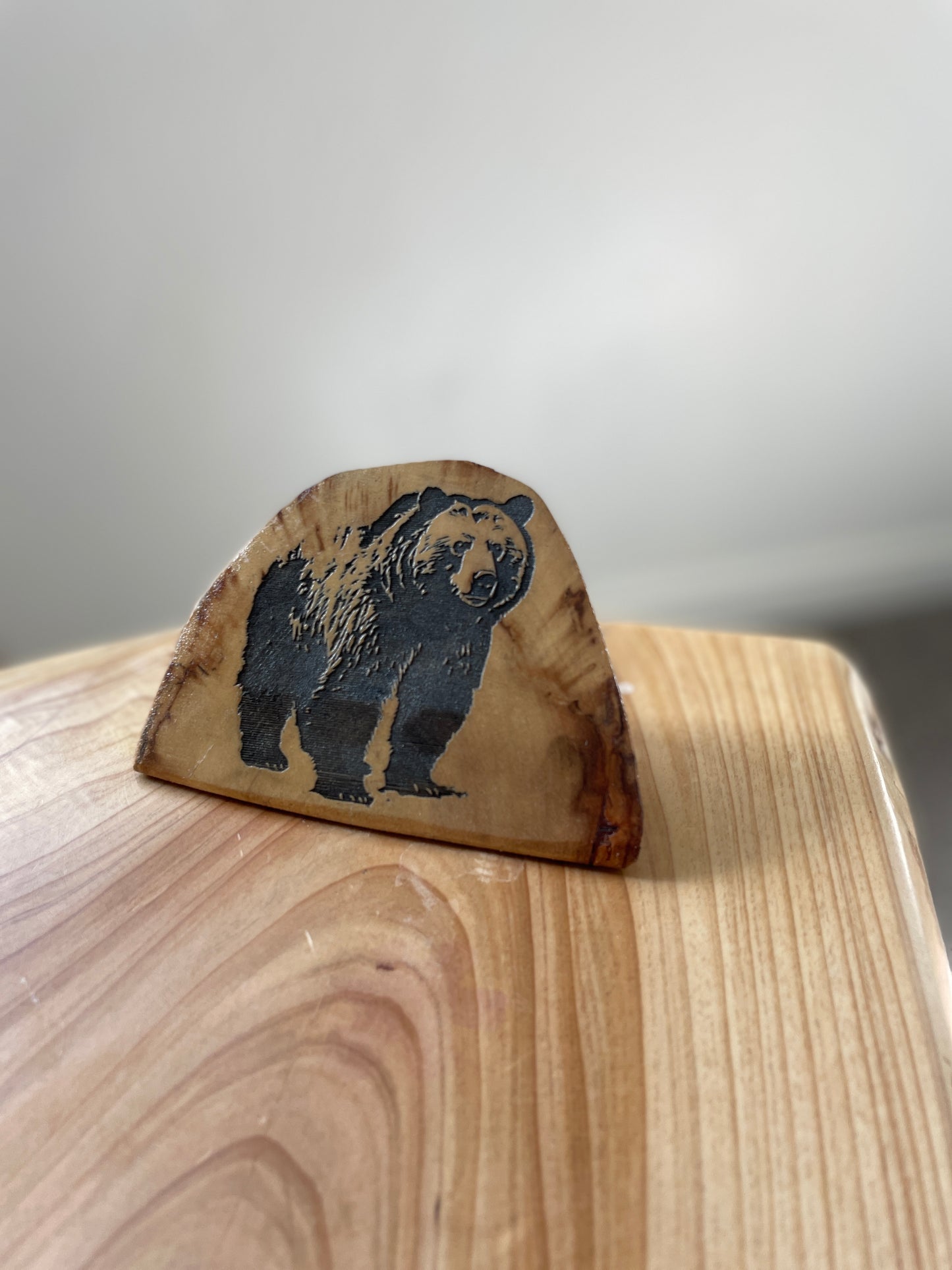 Bear Log Engraving