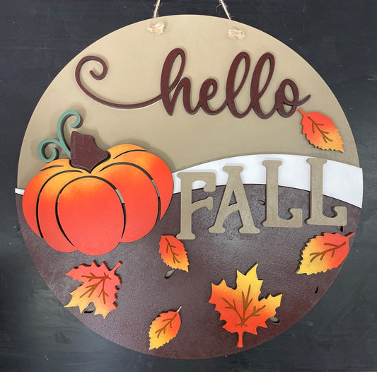 Hello Fall Round Sign