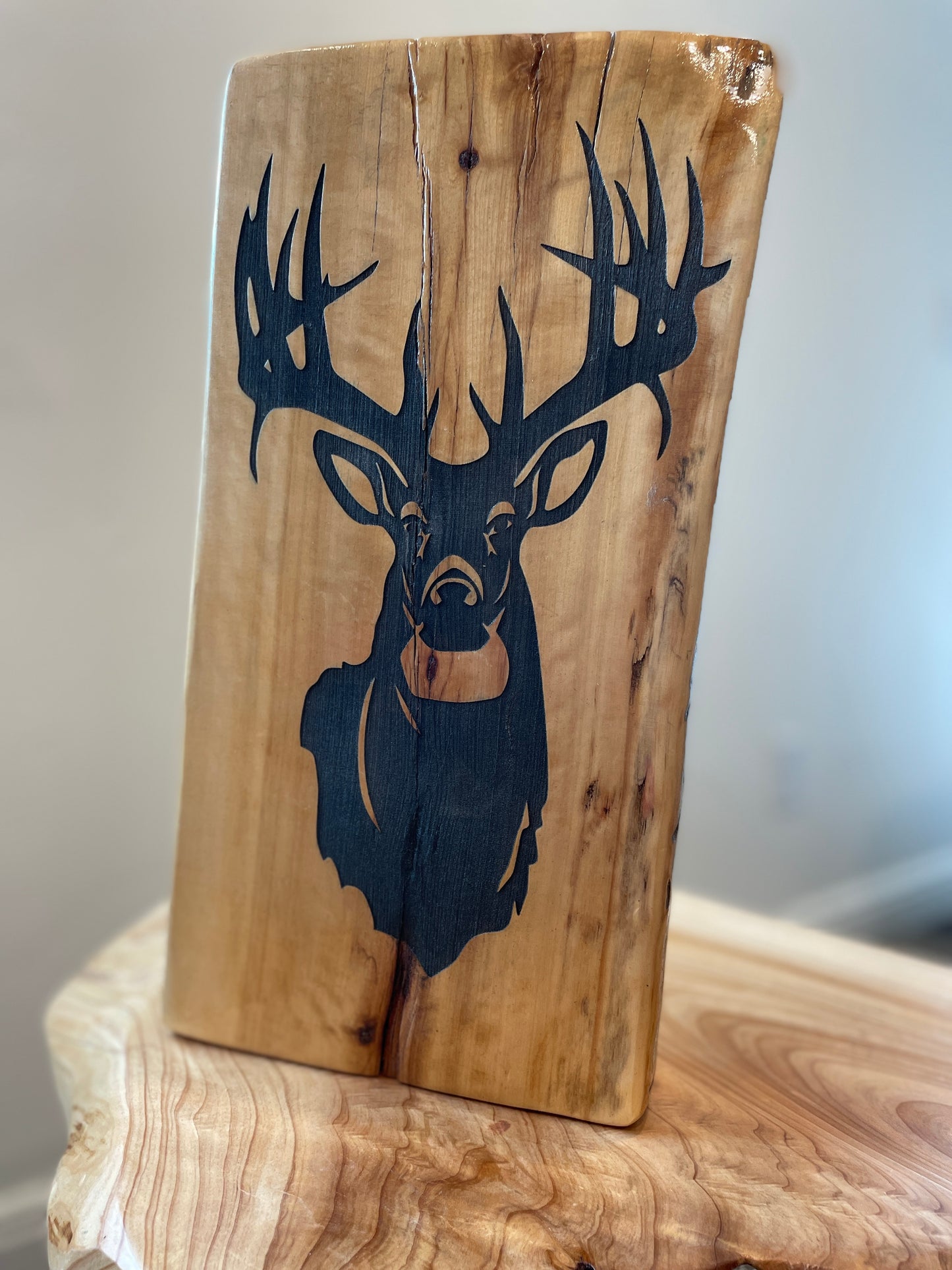 Deer Log Engraving