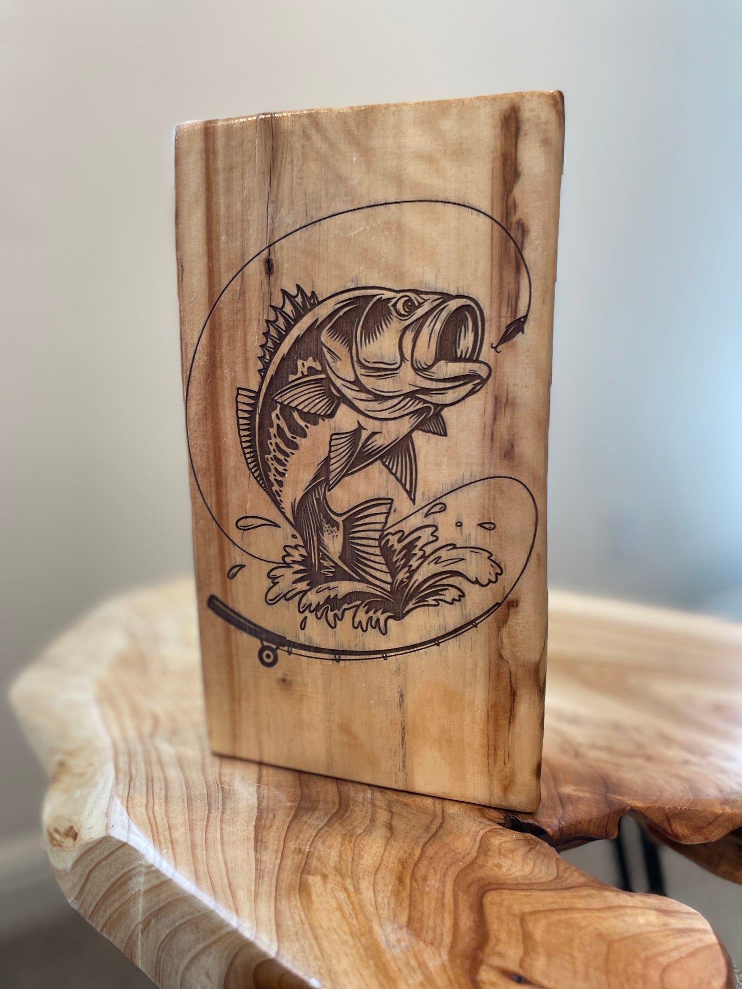 Bass Log Engraving