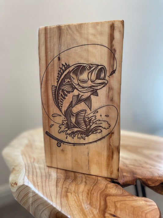 Bass Log Engraving