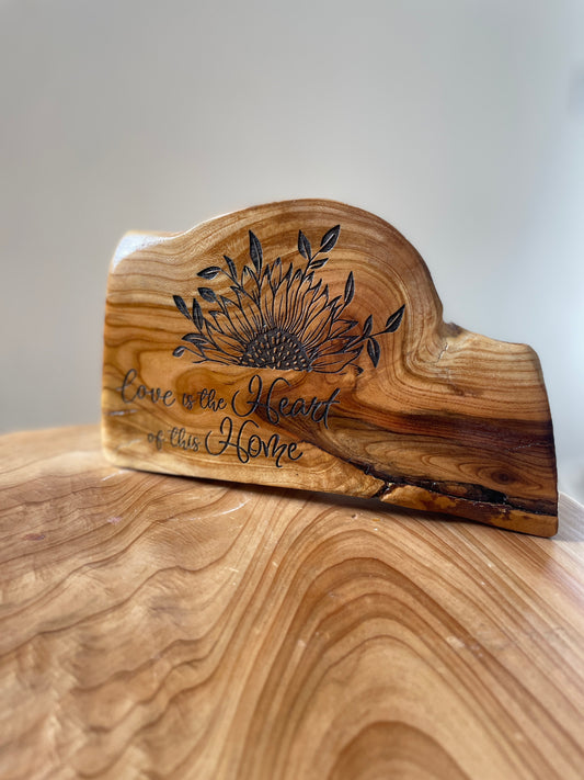 Heart of Home Log Engraving