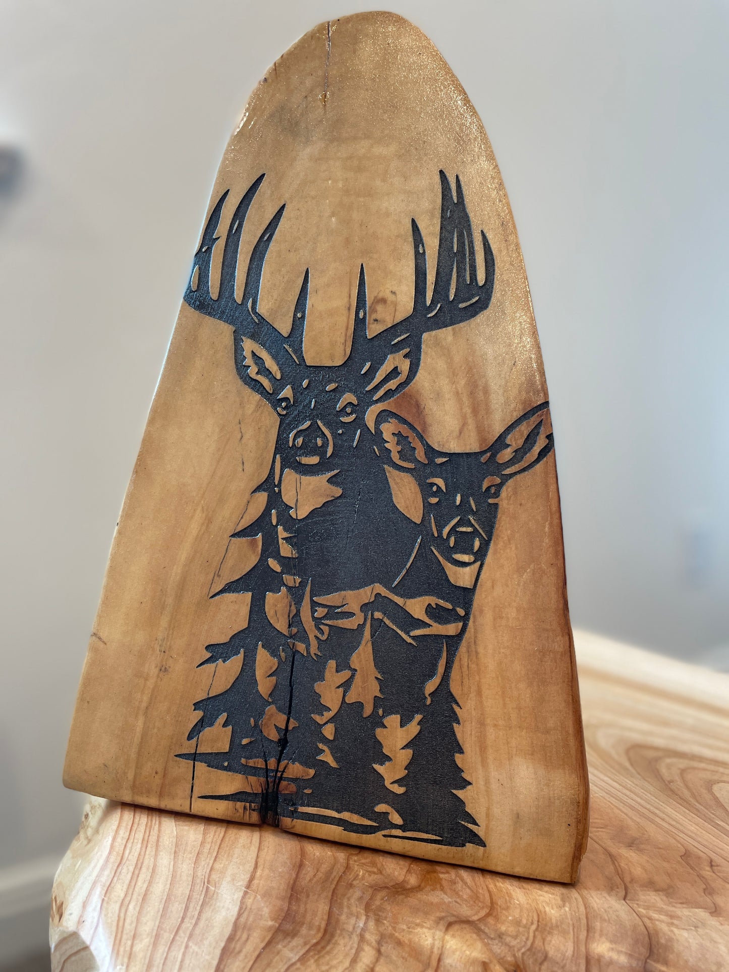 Deer Log Engraving