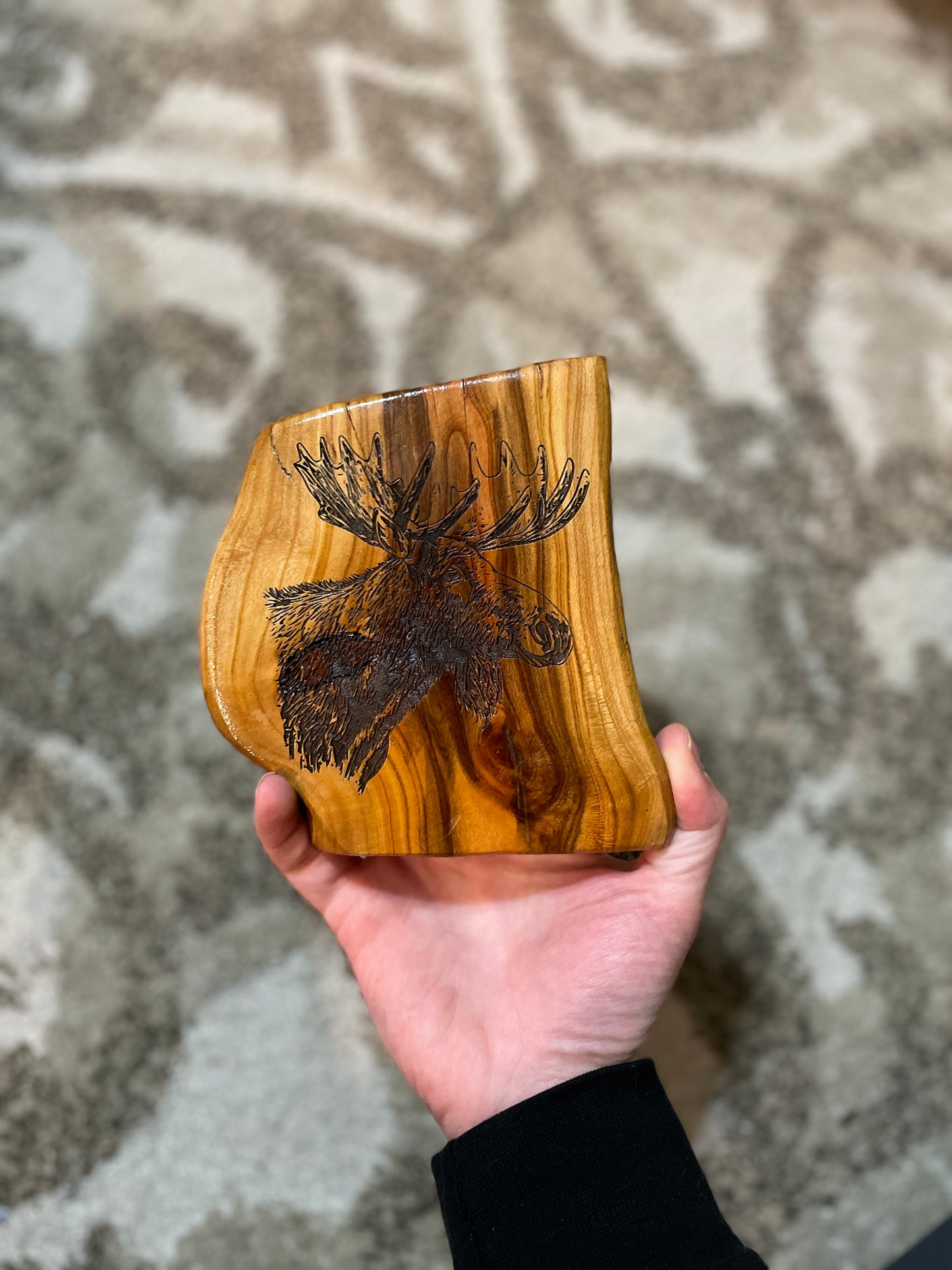 Moose Log Engraving