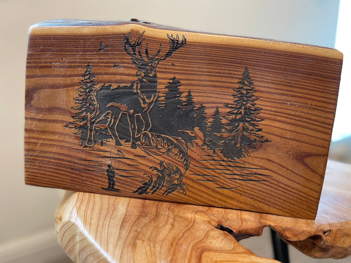 Deer Log Engraving