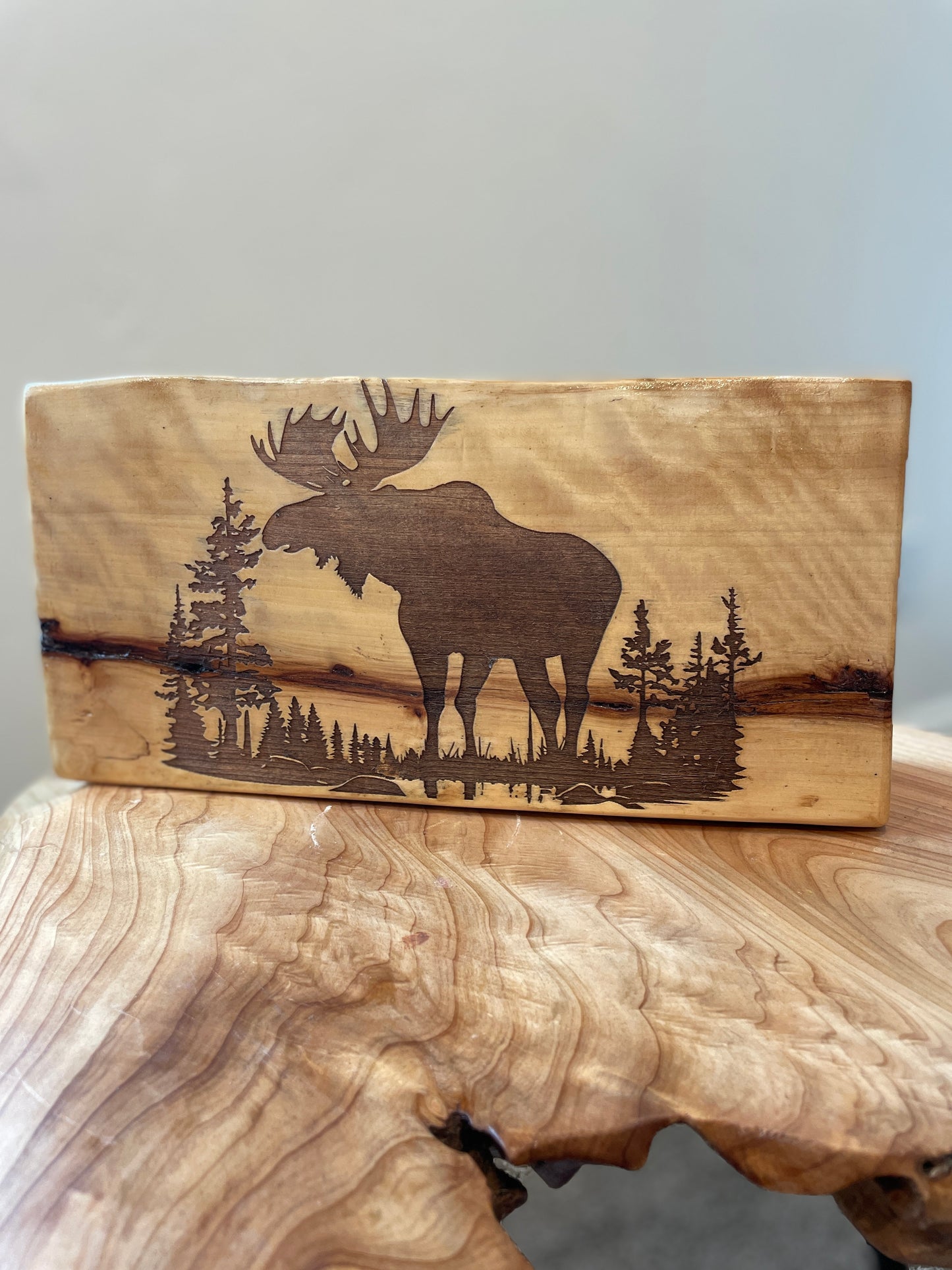 Moose Log Engraving