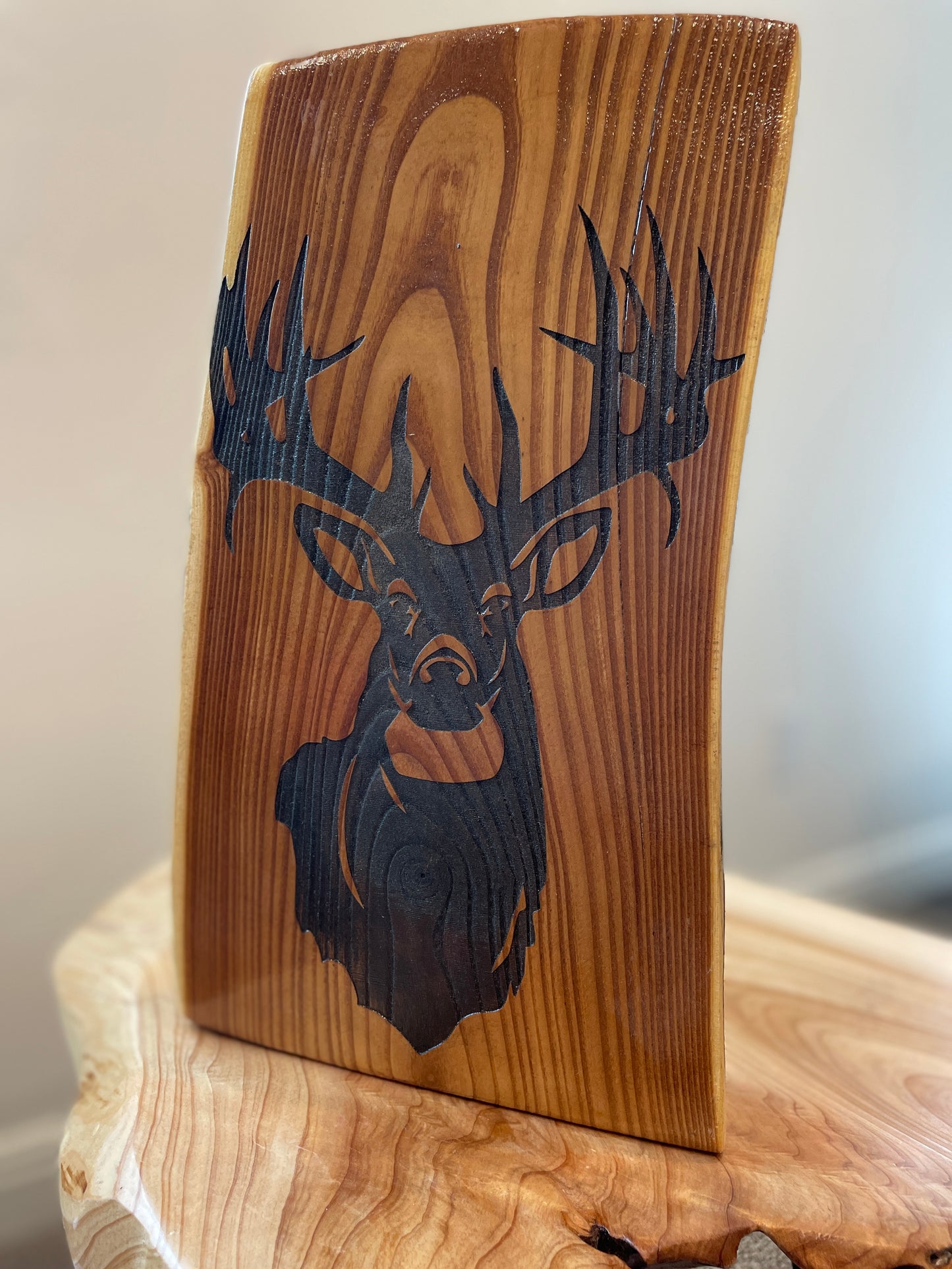 Deer Log Engraving