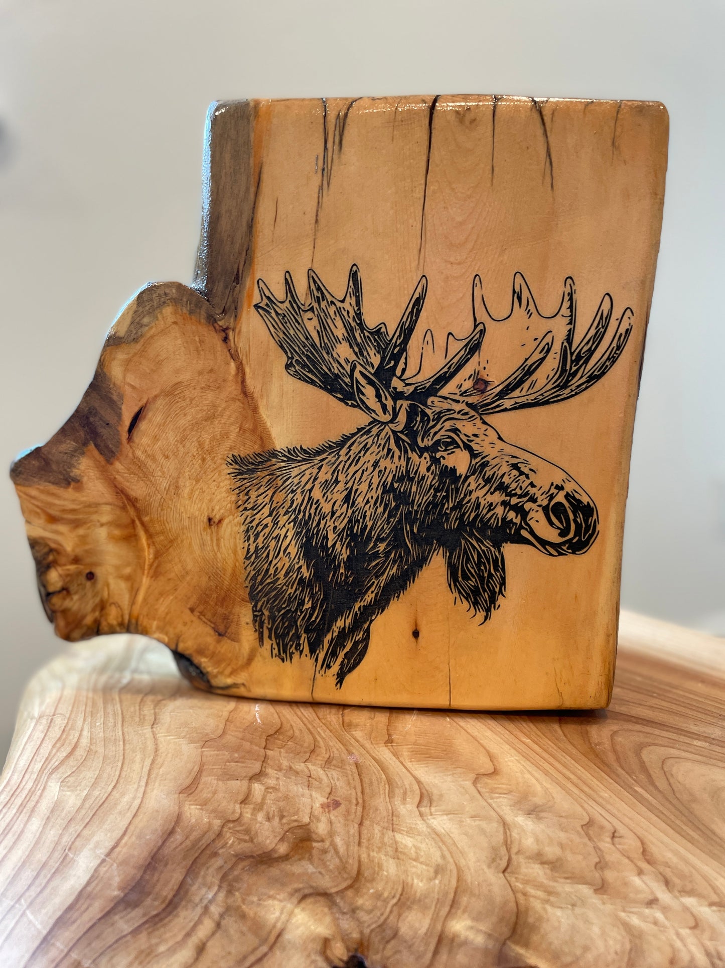 Moose Log Engraving