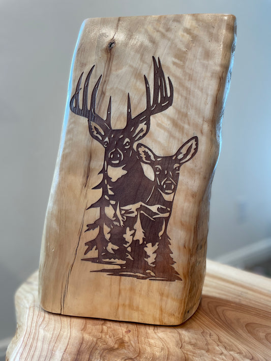 Deer Log Engraving