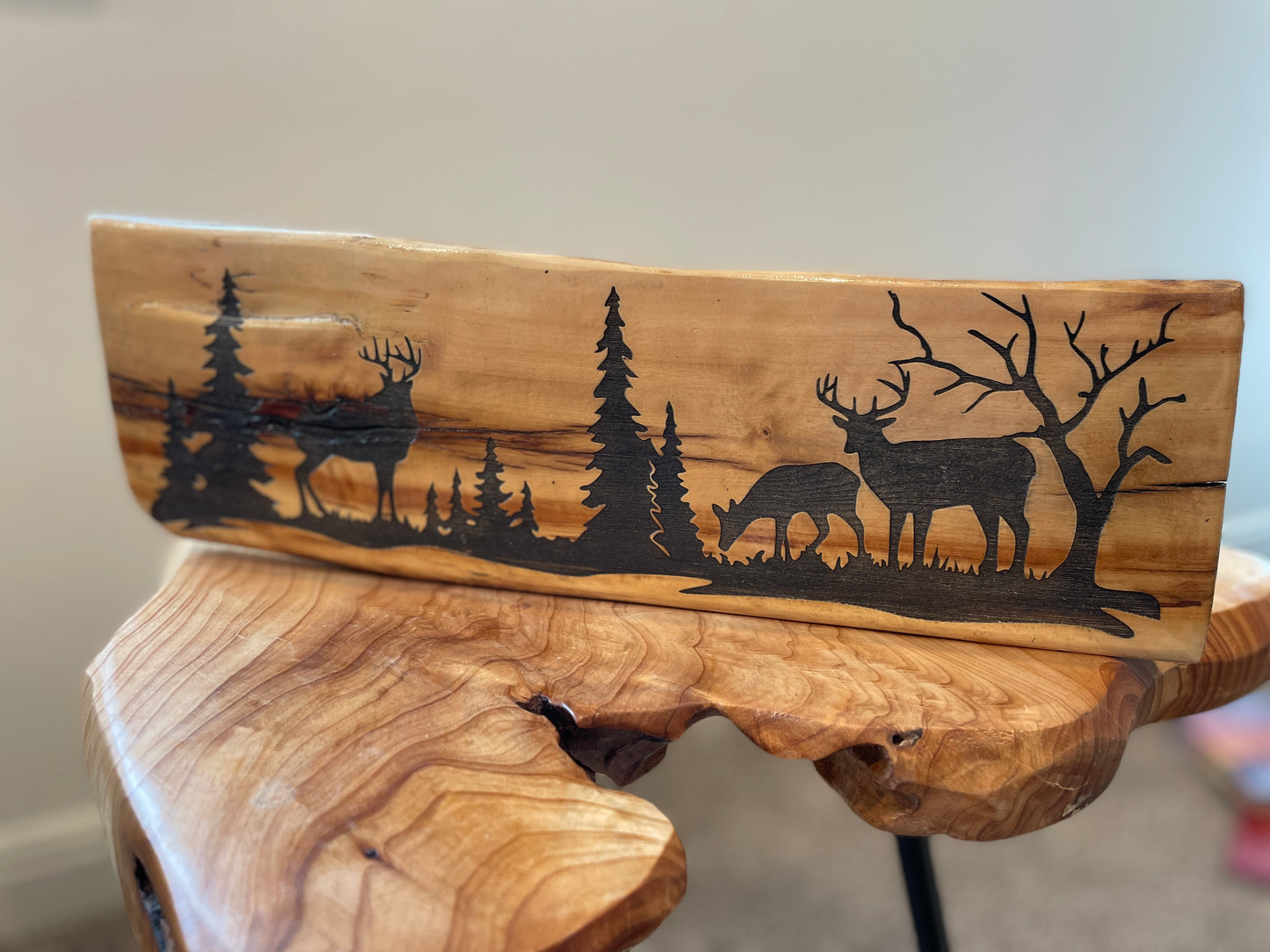 Deer Log Engraving