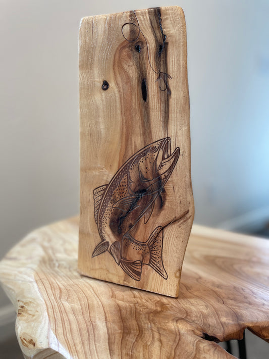 Trout Log Engraving