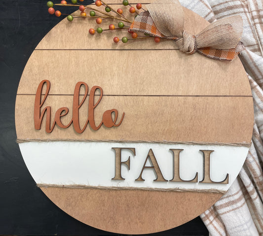 Hello Fall Round sign