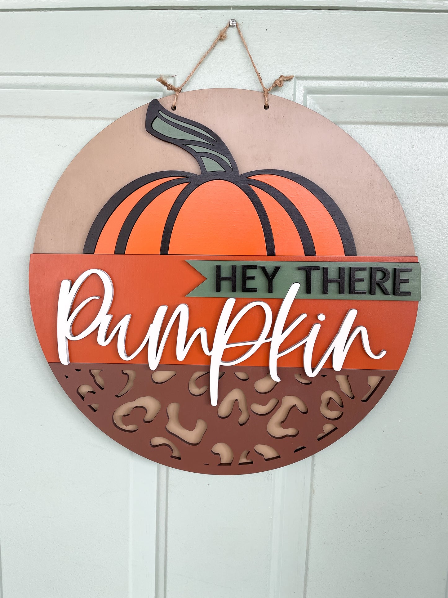 Hey There Pumpkin Leopard Round Sign