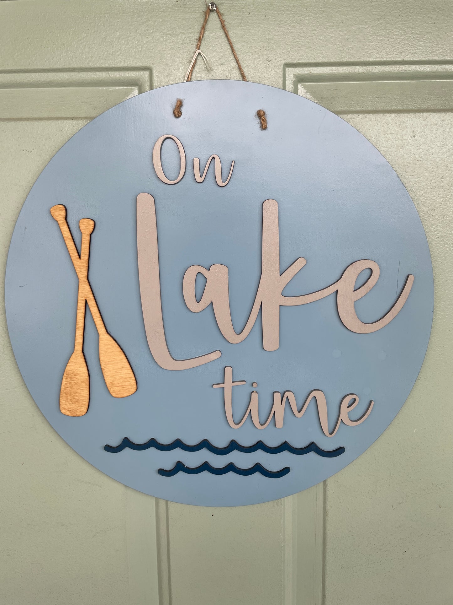 On Lake Time Round Sign