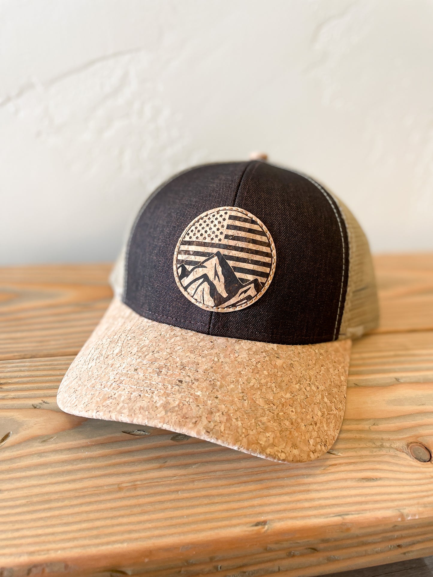 American Flag Mountains Cork Hat