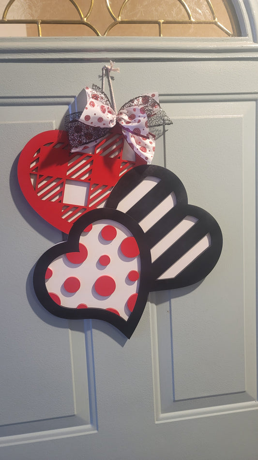 Triple heart Door Sign