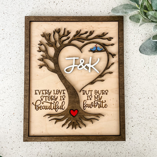 Personalized love story sign